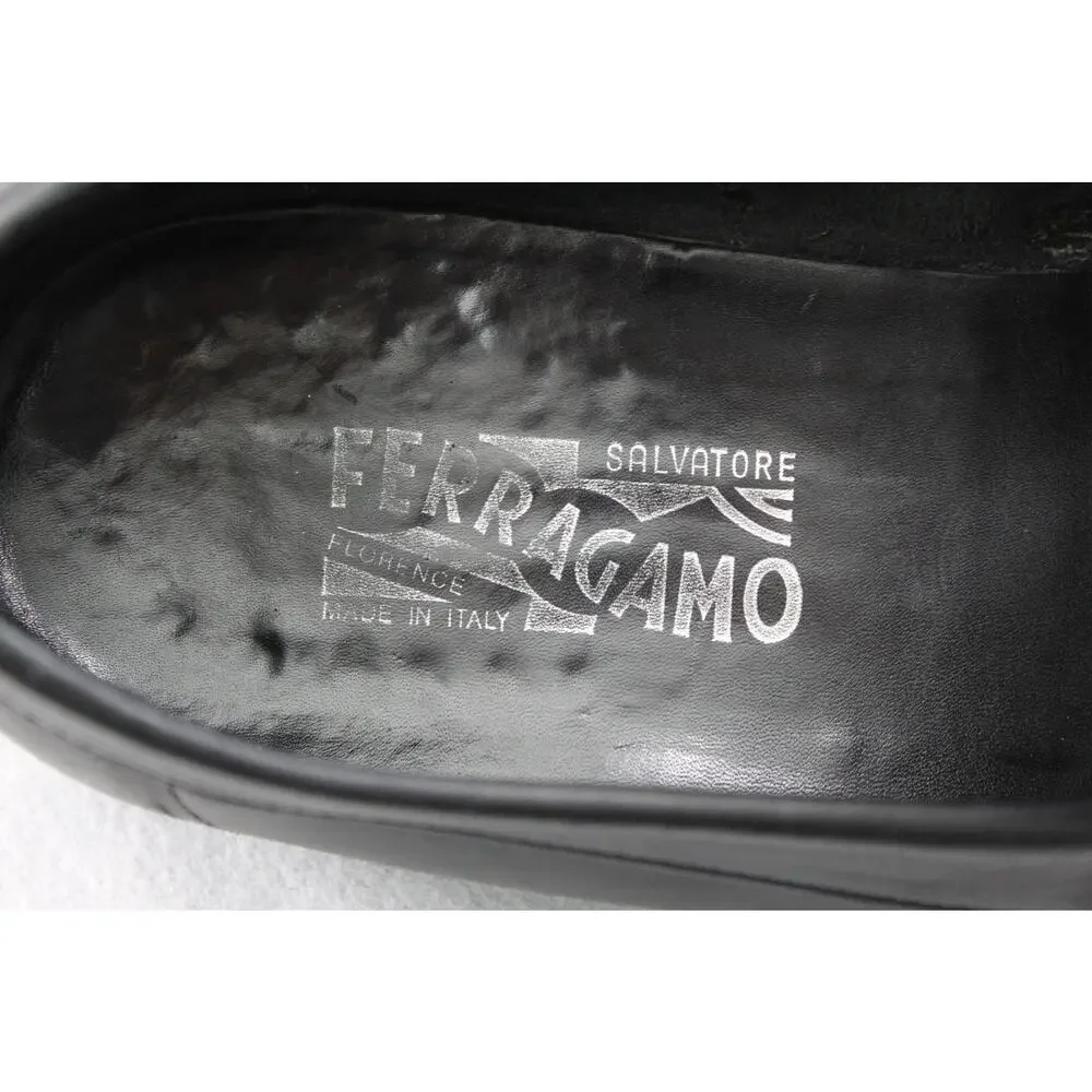 Salvatore Ferragamo All Black Leather Bit Loafers Shoes Men's 13 Dress